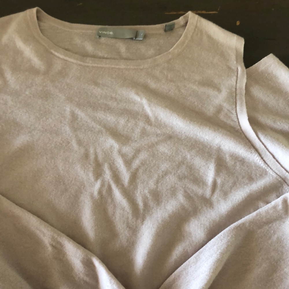 Vince pale lavender cold shoulder  silk sweater